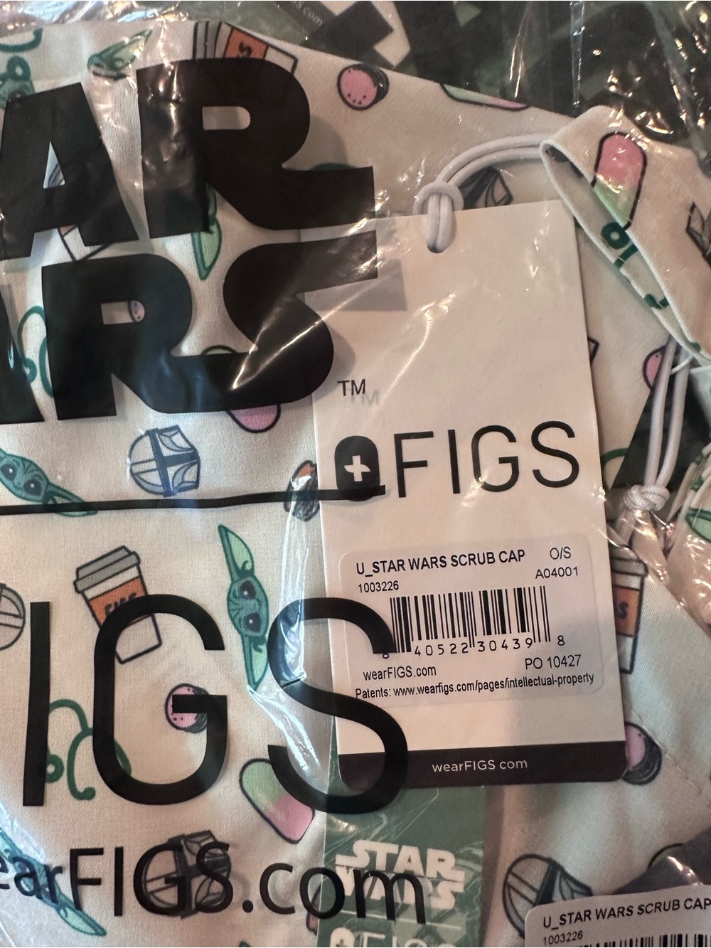 Star Wars x Figs Grogu Snack Scrub Cap Medical Scrub Cap Cream Mandalorian - Picture 5 of 5